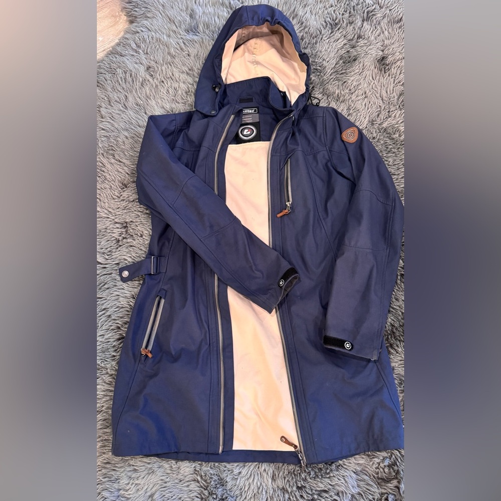 Women's Navy Blue Windproof all weather Hooded Jacket